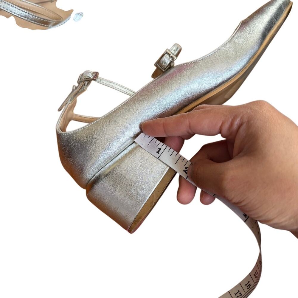 Peche Nico Heels Silver Size US 7.5 /8 Mary Jane Style Strap Small Heel - Picture 7 of 13